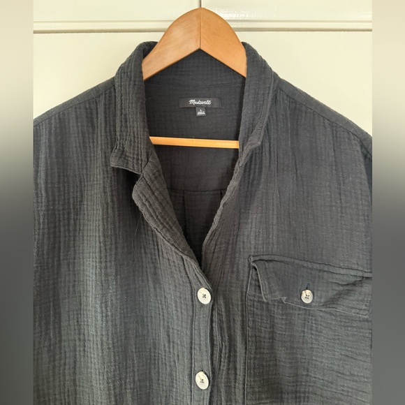 Madewell Lightspun Safari Romper Cotton Gauze Sold Black Short Sleeve Size Large - Picture 3 of 8